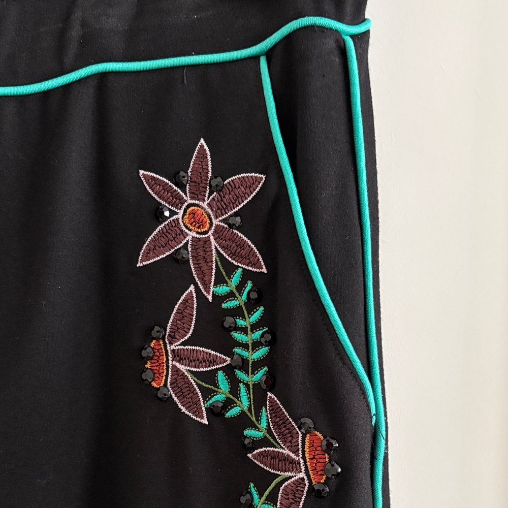 Double D Ranch Black Trousers with Teal Highlights - Picture 3 of 11